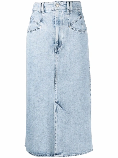 Shop Isabel Marant Midi Denim Skirt In Blue