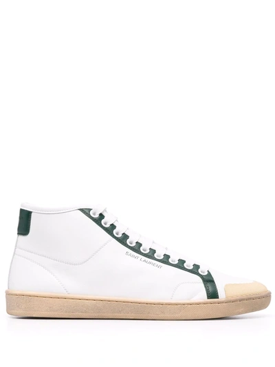 Shop Saint Laurent Sl39 High-top Lace-up Sneakers In Weiss