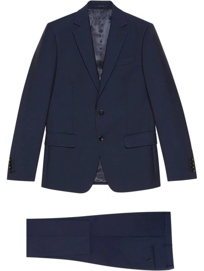 Shop Gucci Slim-fit Single-breasted Suit In Blue