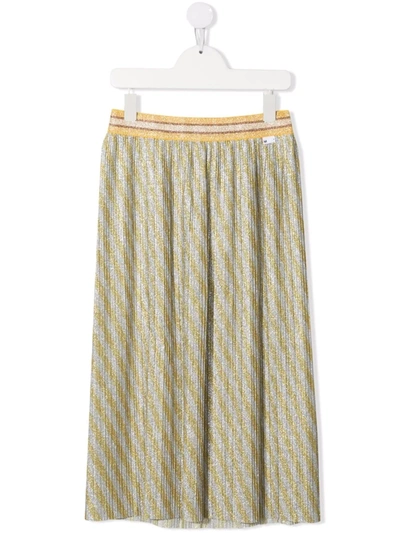 Shop Molo Glitter-pleated Skirt In Gold