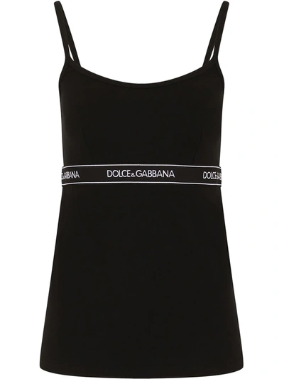 Shop Dolce & Gabbana Logo-waistband Tank Top In Black