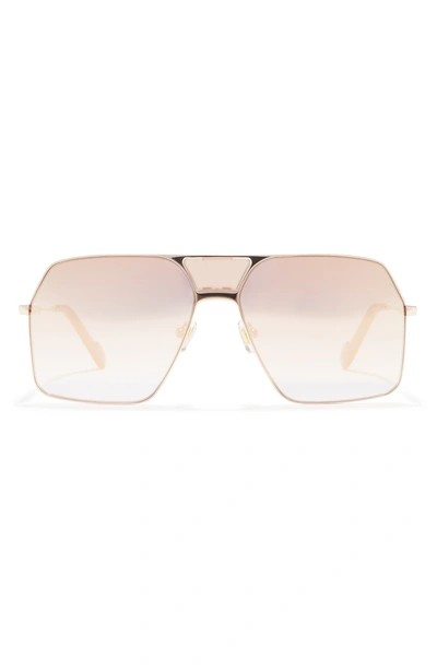 Shop Zimmermann 59mm Charmed Aviator Sunglasses In Rose Gold / Rose Grad Mirror