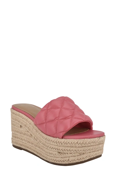 Shop Marc Fisher Ltd Velia Espadrille Platform Sandal In Rose Leather