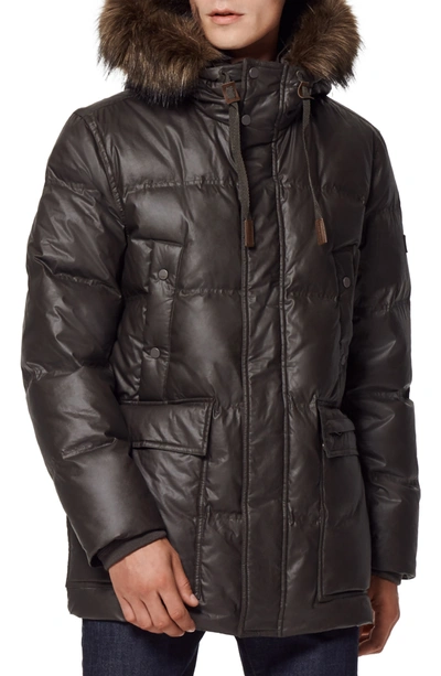 Shop Andrew Marc Galveston Faux Fur Trim Quilted Down Coat In Canteen