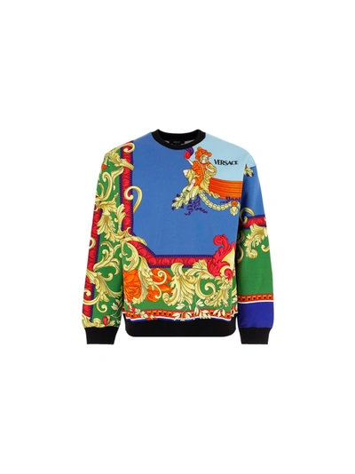 Shop Versace Sweatshirt In Bluette+multicolor