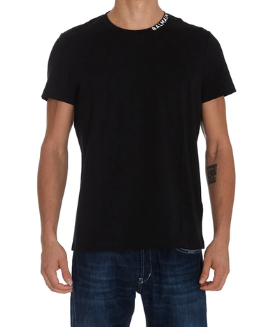 Shop Balmain Printed Collar T-shirt In Noir/blanc