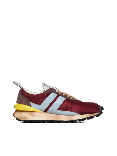 Lanvin Bumpr Leather & Mesh Running Sneakers In Burgundy Light Blue