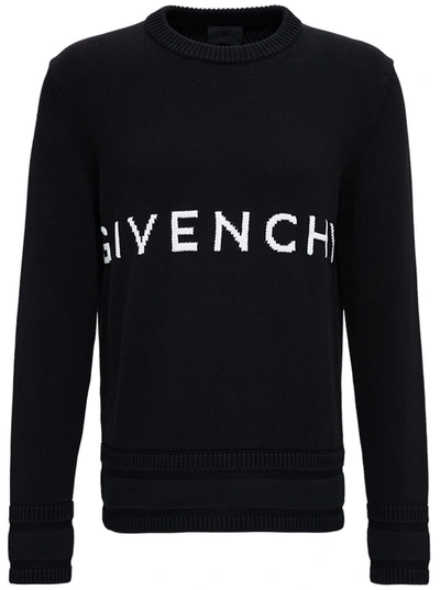 Shop Givenchy Black Cotton Sweater With Logo