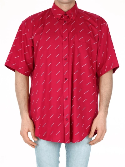 Shop Balenciaga Logo Shirt In Red