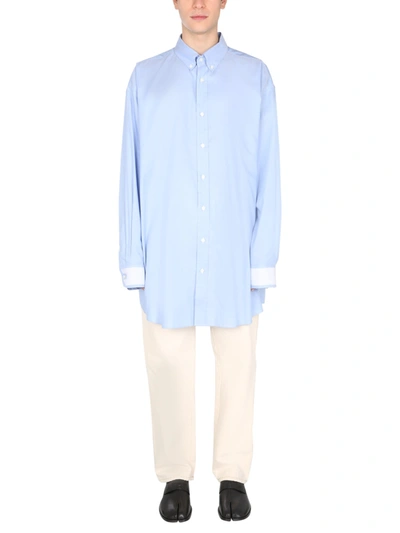 Shop Maison Margiela Décortiqué Oxford Shirt In Blu