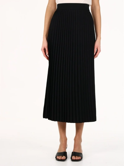 Shop Balenciaga Long Pleated Skirt Black