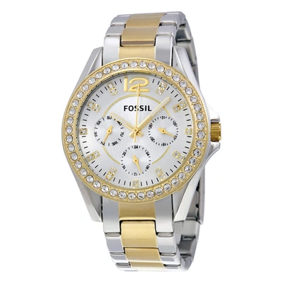 Shop Fossil Riley Multi-function Two-tone Ladies Watch Es3204 In Gold / Silver
