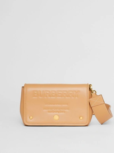 Shop Burberry Small Horseferry Leather Crossbody Bag In Warm Sand