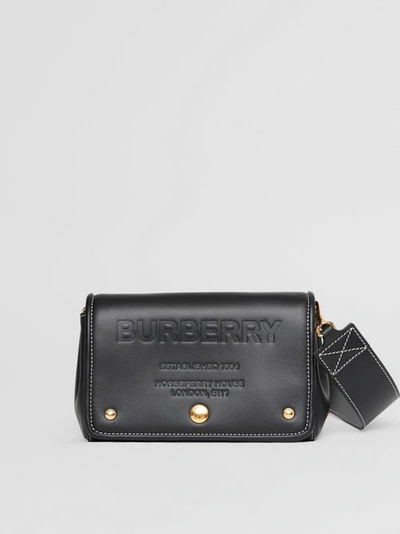 Shop Burberry Small Horseferry Leather Crossbody Bag In Black
