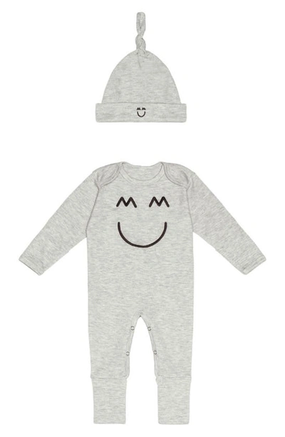Shop Miles And Milan Embroidered Romper & Hat Set In Heather Grey
