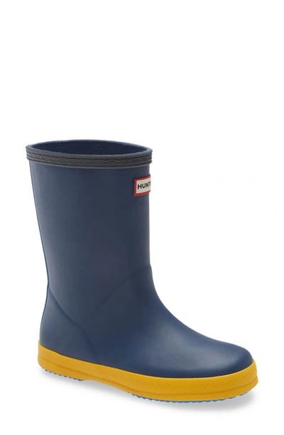 Shop Hunter First Classic Waterproof Rain Boot In Navy/ Yellow