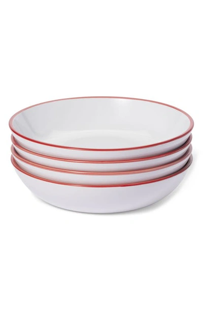 Shop Leeway Home Set Of 4 Signature Dish Shallow Bowls In Red Stripes