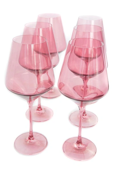 Shop Estelle Set Of 6 Stem Wineglasses In Rose