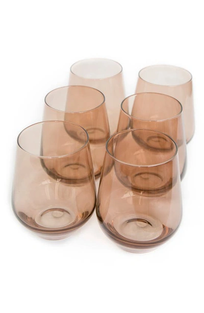 Shop Estelle Colored Glass Set Of 6 Stemless Wineglasses In Amber Smoke