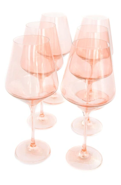Shop Estelle Set Of 6 Stem Wineglasses In Blush Pink