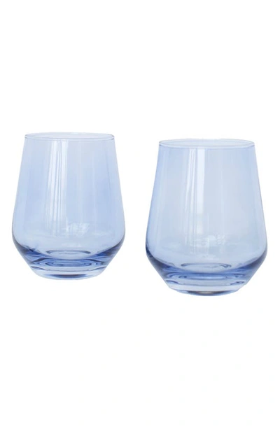 Shop Estelle Colored Glass Set Of 2 Stemless Wineglasses In Blue