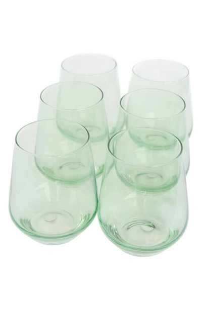 Shop Estelle Colored Glass Set Of 6 Stemless Wineglasses In Mint Green