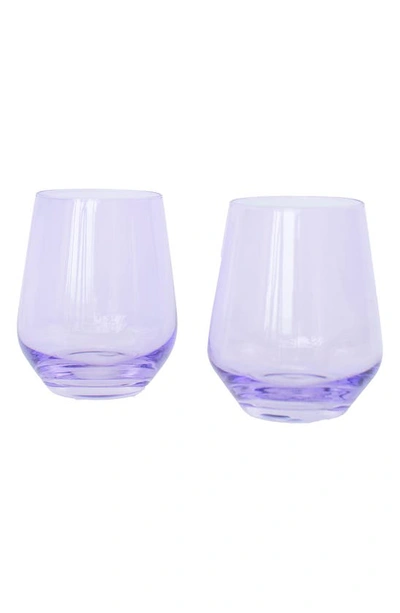Shop Estelle Colored Glass Set Of 2 Stemless Wineglasses In Lavender