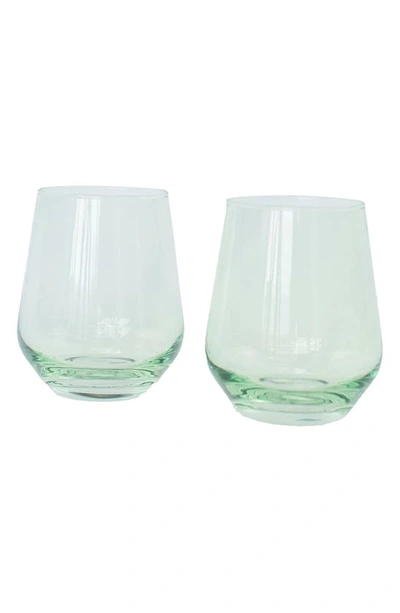 Shop Estelle Colored Glass Set Of 2 Stemless Wineglasses In Mint Green