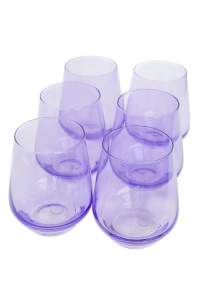 Shop Estelle Colored Glass Set Of 6 Stemless Wineglasses In Lavender