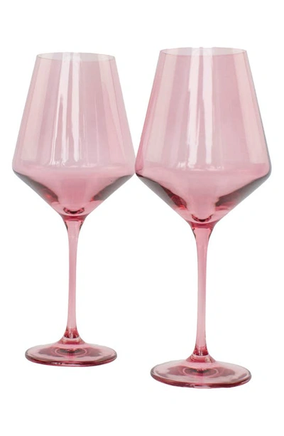 Shop Estelle Set Of 2 Stem Wineglasses In Rose
