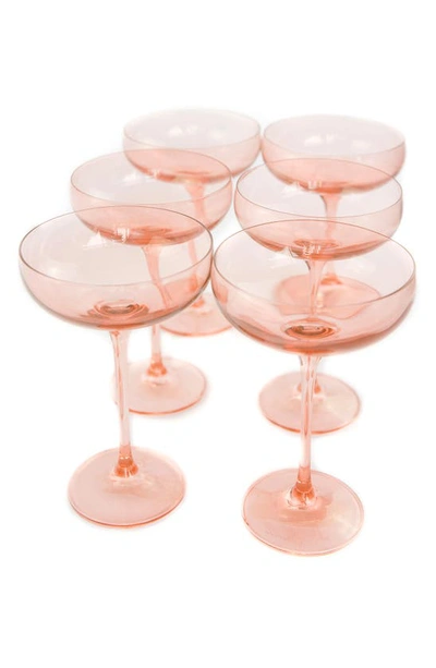 Shop Estelle Colored Glass Set Of 6 Stem Coupes In Blush Pink