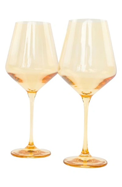 Shop Estelle Colored Glass Set Of 2 Stem Wineglasses In Yellow