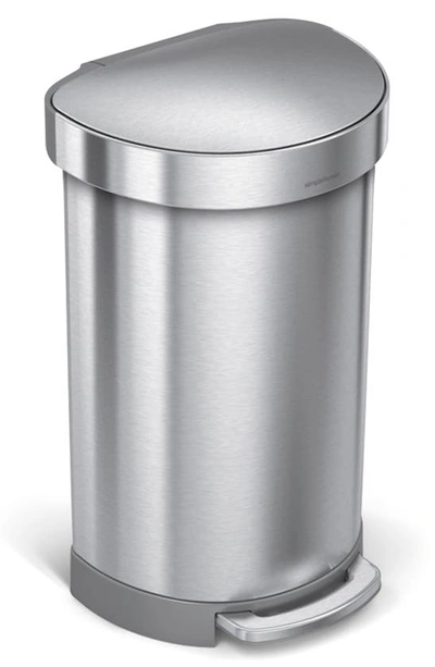 Shop Simplehuman 45l Semi Round Step Trash Can In Brushed