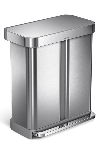 Shop Simplehuman 58l Dual Compartment Rectangular Step Trash Can In Brushed