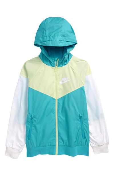 Shop Nike Windrunner Water Resistant Hooded Jacket In Chlblu/white