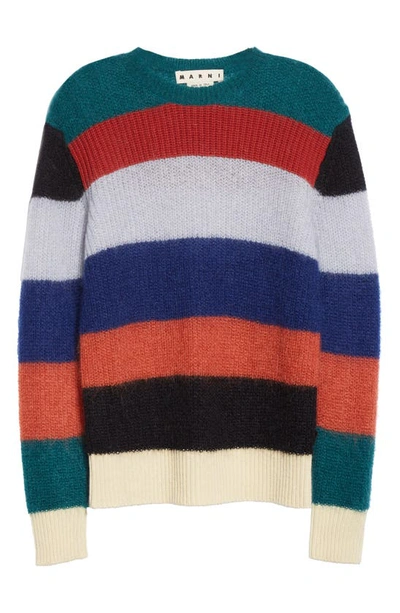 Shop Marni Stripe Mohair Blend Sweater In Blue Orange