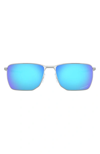 Shop Oakley Ejector 58mm Navigator Sunglasses In Satin Chrome/ Prizm Sapphire