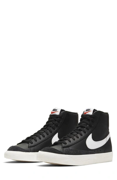 Nike Men's Blazer Mid '77 Vintage Leather High-top Sneakers In Black/white  | ModeSens