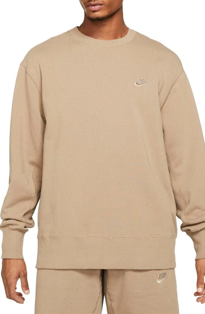 Shop Nike Sportswear Oversize Crewneck Sweatshirt In Sandalwood/ Khaki