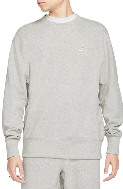 Shop Nike Sportswear Oversize Crewneck Sweatshirt In Grey Heather/ Light Bone