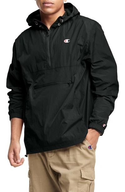 Champion Small Logo Packable Anorak In Black | ModeSens