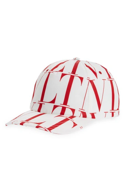 Shop Valentino Vltn Logo Baseball Cap In Bianco Ottico