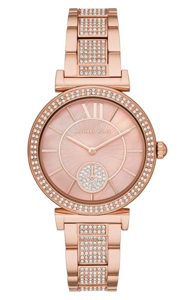 Shop Michael Michael Kors Abbey Bracelet Watch, 36mm In Rose Gold