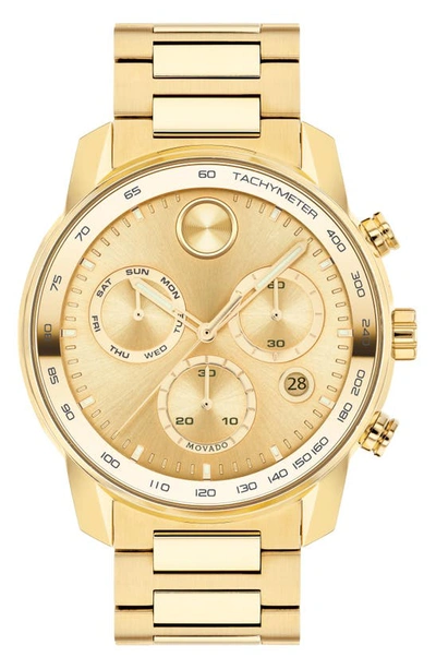 Shop Movado Bold Verso Chronograph Bracelet Watch, 44mm In Gold