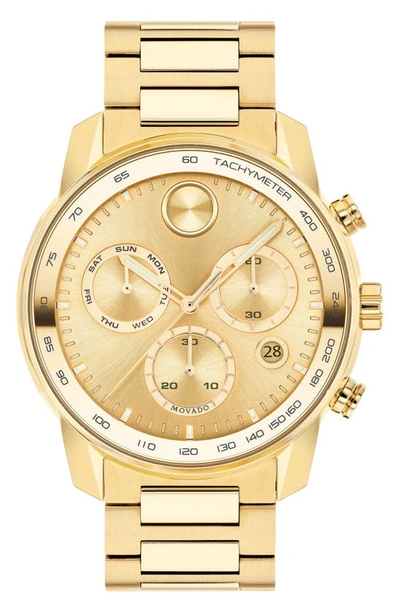 Movado Men's Bold Verso Yellow Ionic Gold-tone Plated Steel Bracelet Watch 44mm In Gold