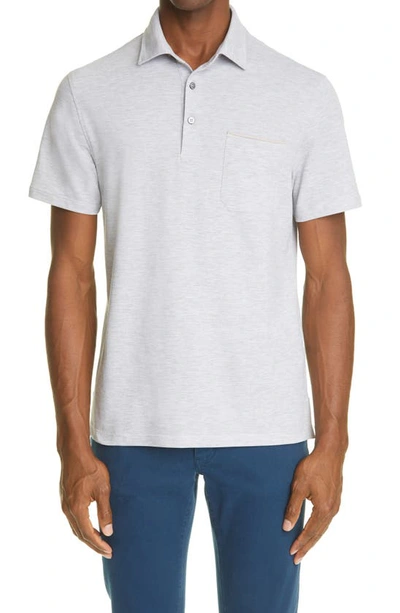 Shop Ermenegildo Zegna Cotton Piqué Polo Shirt In Grey