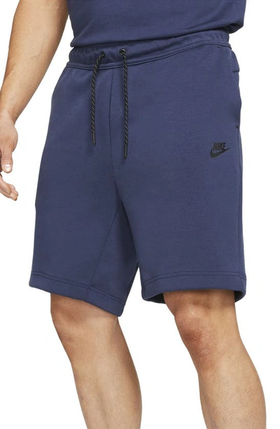 Shop Nike Sportswear Tech Fleece Shorts In Midnight Navy/black