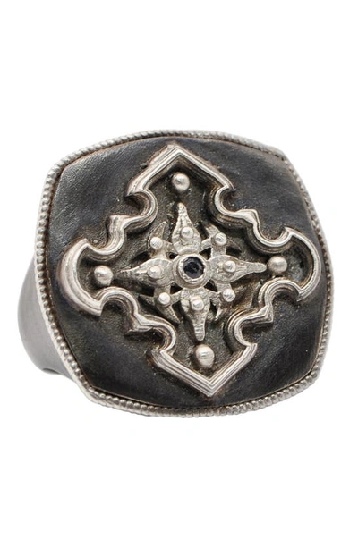 Armenta Men's Romero Blackened Silver Pointed Cross Ring In Silver