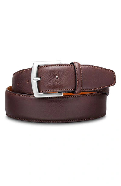 Shop Bosca Castela Leather Belt In Dk Brown