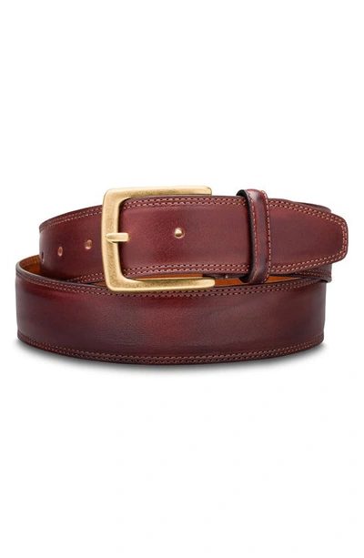 Shop Bosca Amalfi Leather Belt In Dk Brown